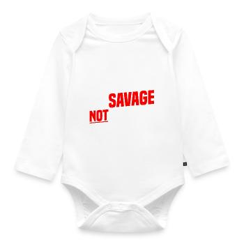 Be Savage Not Average 7 - Organic Longsleeve Baby Bodysuit - white - Front