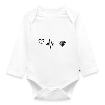Diamond Pulse Heart Love - Organic Longsleeve Baby Bodysuit - white - Front