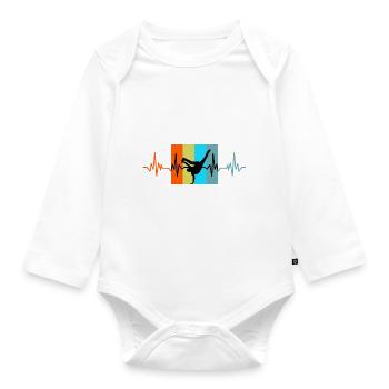 Cadeau rétro Breakdance Heartbeat - Body Bébé bio manches longues - blanc - Devant