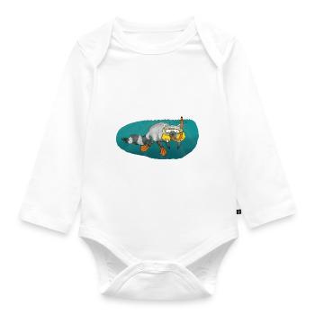 waschbär tauchen schnorcheln diving - Baby Bio-Langarm-Body - Weiß - Vorne