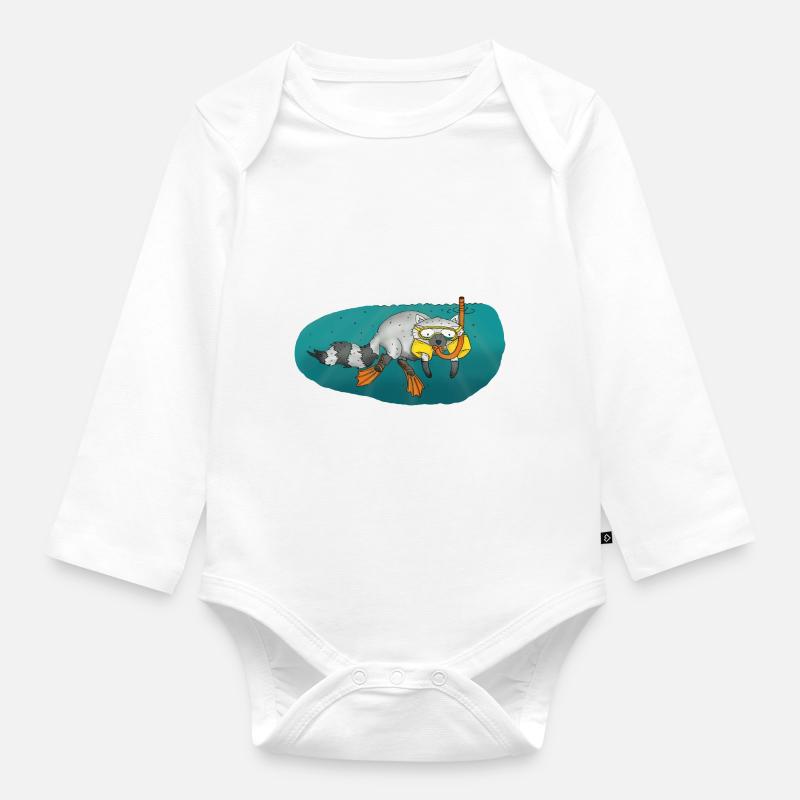raton laveur plongée plongée diving - Body Bébé bio manches longues - blanc