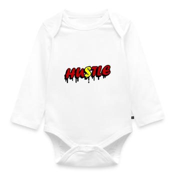 Hustle Quote - Baby Bio-Langarm-Body - Weiß - Vorne