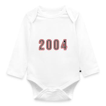 2004 Jahr Zahl - Baby Bio-Langarm-Body - Weiß - Vorne