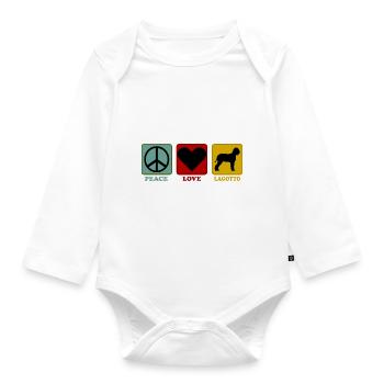 Lagotto Romagnolo Peace Love - Organic Longsleeve Baby Bodysuit - white - Front
