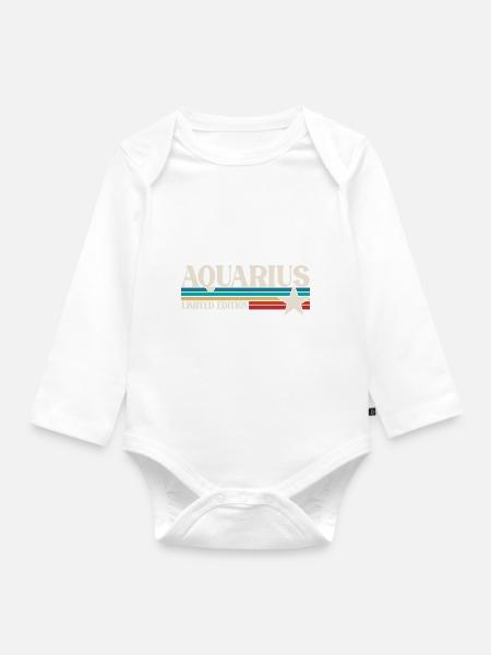 Sternzeichen Wassermann - Baby Bio-Langarm-Body - Weiß