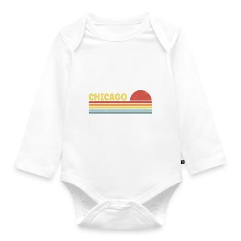 Chicago 70er Jahre Hippie - Baby Bio-Langarm-Body - Weiß - Vorne