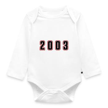2003 Year Number - Organic Longsleeve Baby Bodysuit - white - Front