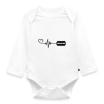 Razor Blade Pulse Heart Love - Organic Longsleeve Baby Bodysuit - white - Front