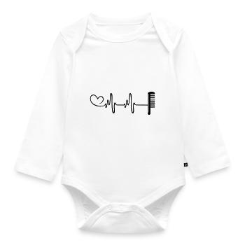 Kamm Friseur Puls Herz Liebe - Baby Bio-Langarm-Body - Weiß - Vorne