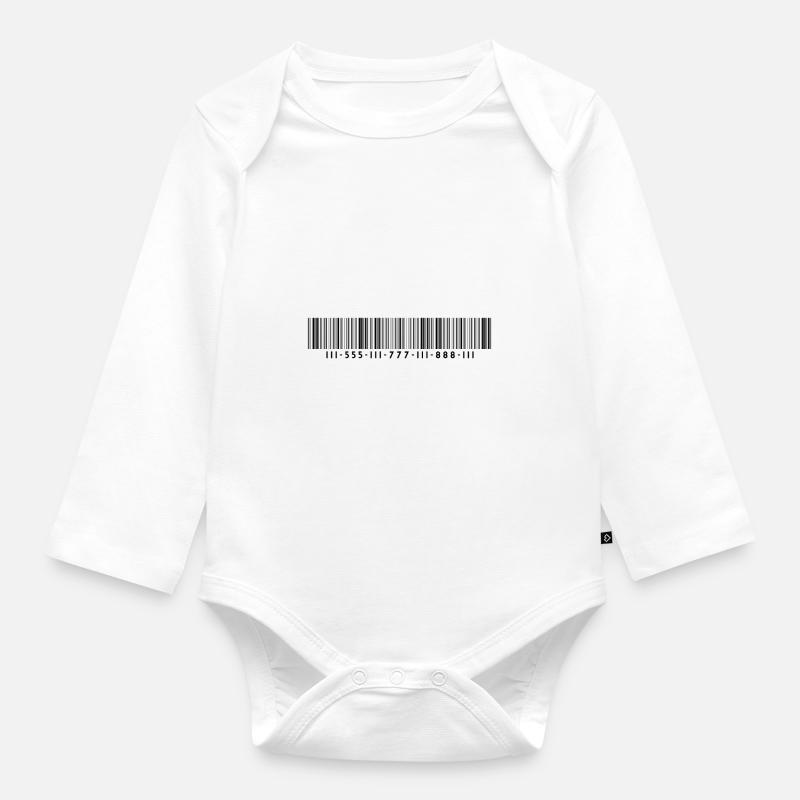 Barcode - Strichcode - Streifen - Codes - Baby Bio-Langarm-Body - Weiß