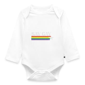 LGBT Say Gay - Organic Longsleeve Baby Bodysuit - white - Front