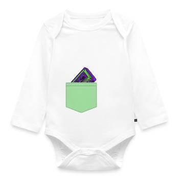 Kassette Musik Brusttasche 80er Geschenk Idee - Baby Bio-Langarm-Body - Weiß - Vorne