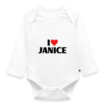 J’aime Janice Red Heart Love Fan Gift - Body Bébé bio manches longues - blanc - Devant