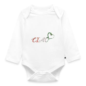 Ciao Italien Flagge Herz Urlaub Geschenkidee - Baby Bio-Langarm-Body - Weiß - Vorne