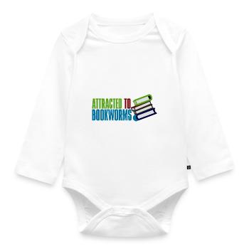 Attracted To Bookworms 2 - Organic Longsleeve Baby Bodysuit - white - Front