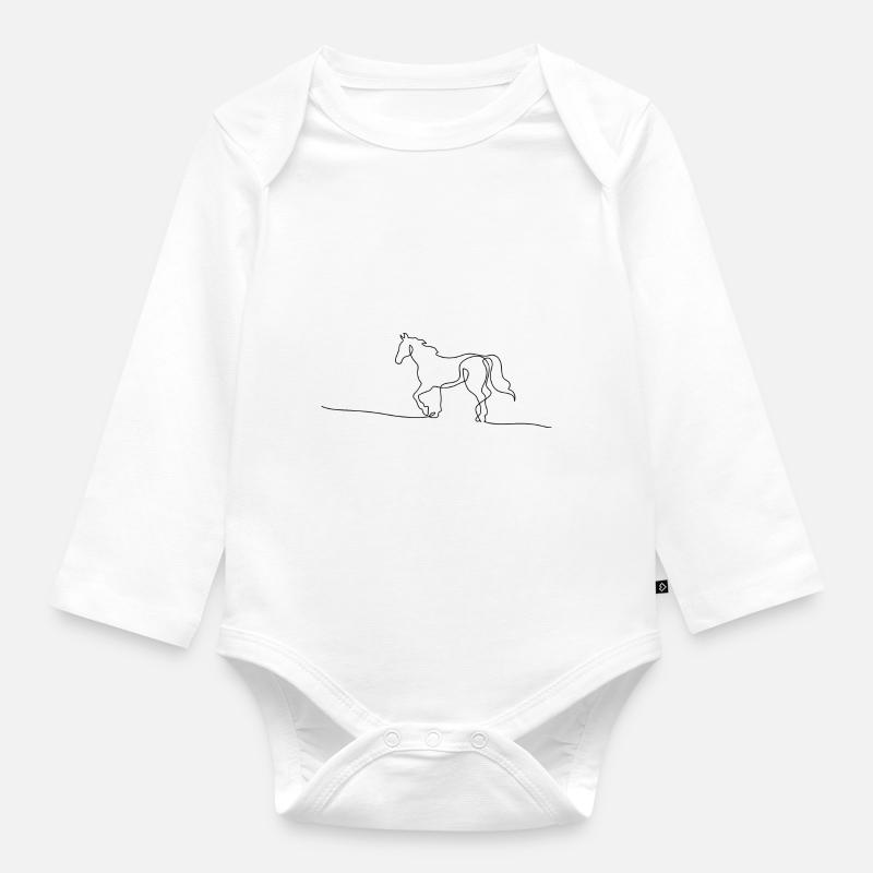 Pferde - Baby Bio-Langarm-Body - Weiß