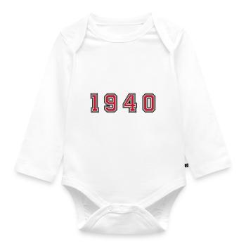 1940 year number - Organic Longsleeve Baby Bodysuit - white - Front