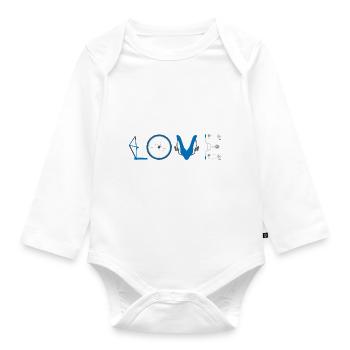 Love Bicycle Cyclist - Baby Bio-Langarm-Body - Weiß - Vorne