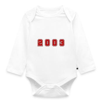 2003 Year Number - Organic Longsleeve Baby Bodysuit - white - Front
