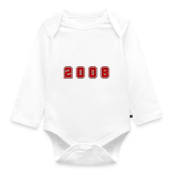 2008 Year Number - Organic Longsleeve Baby Bodysuit - white - Front