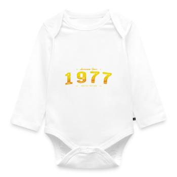 Vintage 1977 Limited Edition - 48th Birthday - Organic Longsleeve Baby Bodysuit - white - Front