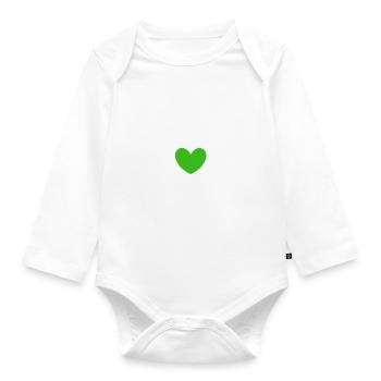 Green Heart Arrow Heart Gift Valentine's Day - Organic Longsleeve Baby Bodysuit - white - Front