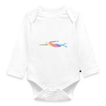 Schwimmen Silhouette - Baby Bio-Langarm-Body - Weiß - Vorne