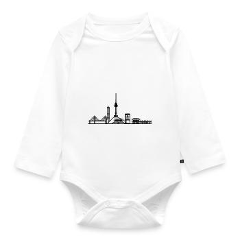 Skyline von Seoul in Schwarz mit Details - Baby Bio-Langarm-Body - Weiß - Vorne