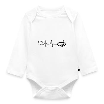 Diving goggles pulse heart - Organic Longsleeve Baby Bodysuit - white - Front