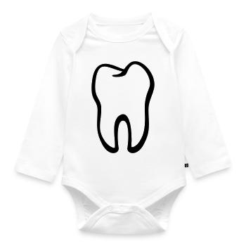Tooth / Zahn / Dent / Diente / Dente / Tand - Organic Longsleeve Baby Bodysuit - white - Front