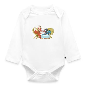 Fuchs und Elster beim Kaffeeklatsch - Baby Bio-Langarm-Body - Weiß - Vorne
