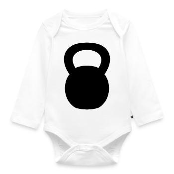 Kettlebell Bodybuilding Geschenkidee Kraftsport - Baby Bio-Langarm-Body - Weiß - Vorne