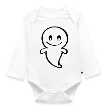 Friendly Ghost Halloween Haunted - Organic Longsleeve Baby Bodysuit - white - Front