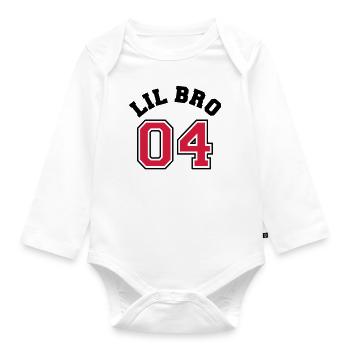 Lil BRO 04 - smaller brother - sibling child - Organic Longsleeve Baby Bodysuit - white - Front