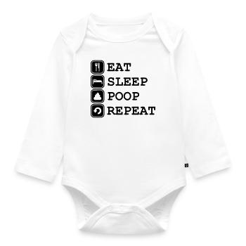 Eat, Sleep, Poop, Repeat - Body Bébé bio manches longues - blanc - Devant