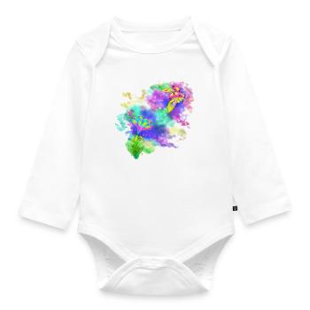 Ladybug flower star design hand drawn - Organic Longsleeve Baby Bodysuit - white - Front