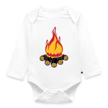 campfire camping evening night camping camper wood - Organic Longsleeve Baby Bodysuit - white - Front