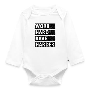 Rave Raver Shirt - Baby Bio-Langarm-Body - Weiß - Vorne