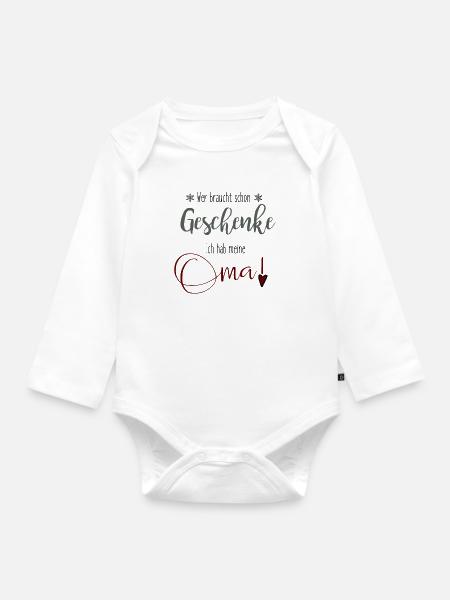 Wer braucht schon Geschenke - Body Weihnachten - Baby Bio-Langarm-Body - Weiß