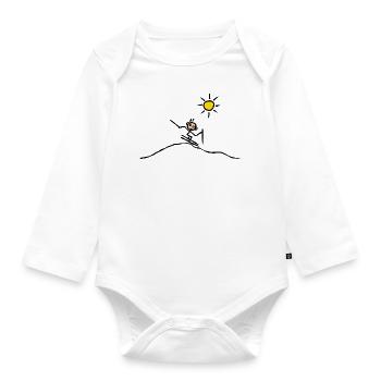 Skifahrer fährt mit Speed die Piste runter - Baby Bio-Langarm-Body - Weiß - Vorne