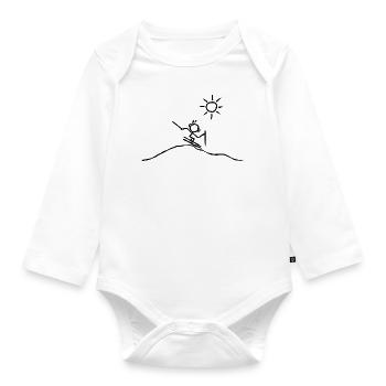 Skifahrer bei Sonnenschein auf der Piste - Baby Bio-Langarm-Body - Weiß - Vorne
