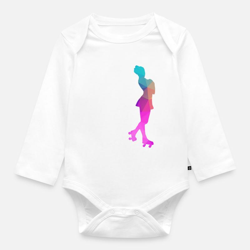 Rollkunstlauf Rollschuh Pirouette Polygon Geschenk - Baby Bio-Langarm-Body - Weiß