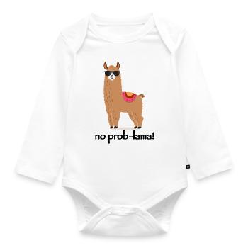 No Prob-lama T-Shirt - Baby Bio-Langarm-Body - Weiß - Vorne