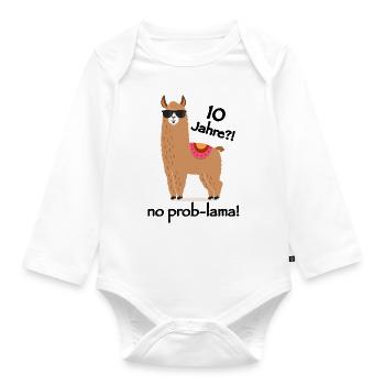 10 Jahre?! No Prob-lama! - Baby Bio-Langarm-Body - Weiß - Vorne