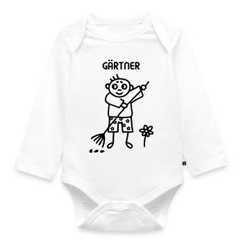 Gärtner - Gartenarbeit - Baby Bio-Langarm-Body - Weiß - Vorne