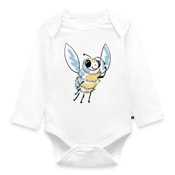 Happy bee - vector graphic design - Organic Longsleeve Baby Bodysuit - white - Front