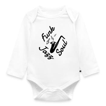 Jazz - Music - Blues - Funk - Jazzman - Groove - Organic Longsleeve Baby Bodysuit - white - Front