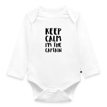 Keep Calm Im The Captain - Baby Bio-Langarm-Body - Weiß - Vorne
