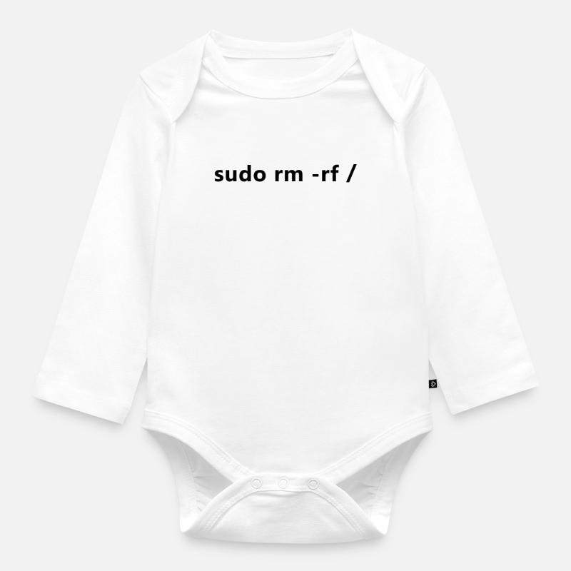 Linux Admin Programmer sudo rm rf / - Body Bébé bio manches longues - blanc