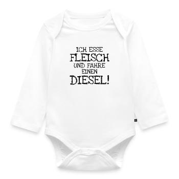 Ich Esse Fleisch Und Fahre Einen Diesel! - Baby Bio-Langarm-Body - Weiß - Vorne